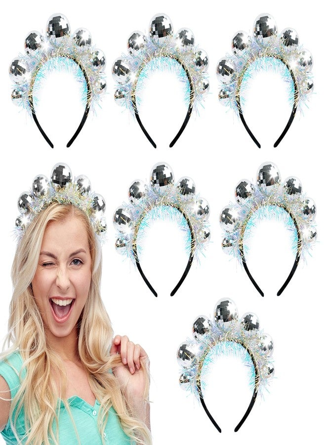 VICHTOP Christmas Decoration Silver Disco Headband New Years Decorations Disco Ball Headband Vintage Costume Headpiece, 70s Headbands for Women, Party Accessories 2025 New Years Eve (6 Pcs) - Image 1